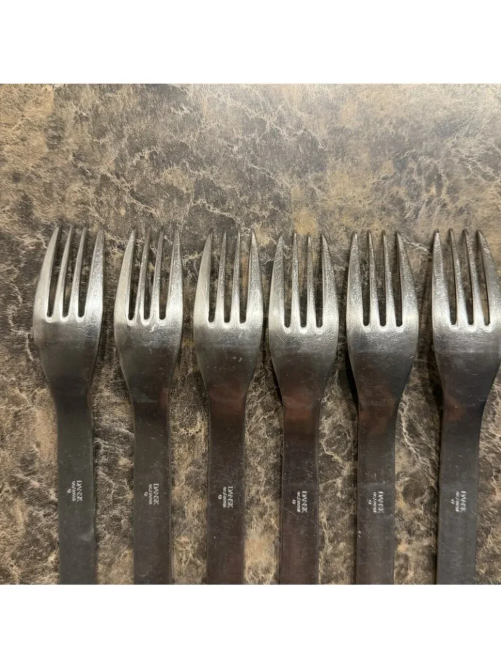6 Dansk Thebe Stainless Dinner Forks Japan Satin Ribbed Flatware Replacement